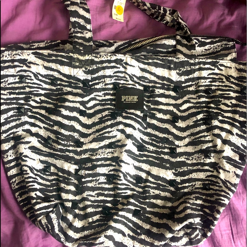 Victoria’s Secret pink zebra print canvas tote